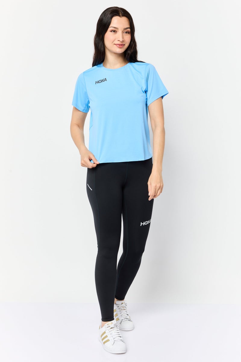 Hoka Women Sportswear Fit Short Sleeves Training Tops, Blue - Image 2